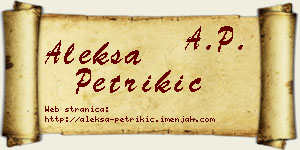 Aleksa Petrikić vizit kartica
